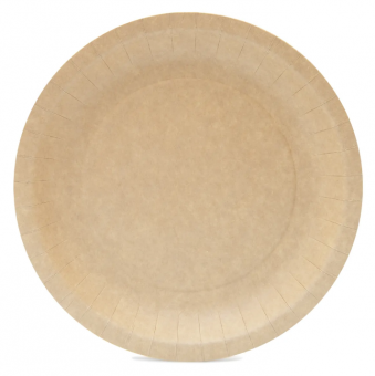Тарелка бумажная круглая крафт рифленая мелованная d230 мм