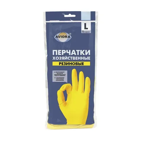Перчатки хозяйственные, резиновые, размер L