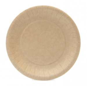 Тарелка бумажная круглая крафт рифленая мелованная d180 мм