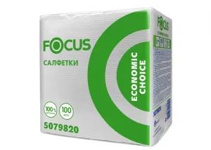 Салфетки белые столовые FOCUS (Фокус) 24х24 1слойные
