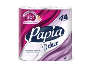 Бумага туалетная Papia Deluxe (папия) 4 слоя, 4 рулона/пак