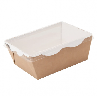 Салатник c крышкой 800 мл, крафт/белый, 165 х 120 х 65 мм 