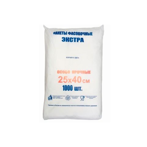Пакет фасовочный, ПНД 25*40 (10), Экстра в европластах (1000 шт)