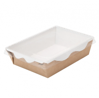 Салатник c крышкой 500 мл, крафт/белый, 165 х 120 х 40 мм 