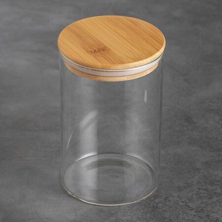 Стеклянная банка с бамбуковой крышкой 1 л, 15х10 см