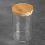Стеклянная банка с бамбуковой крышкой 1 л, 15х10 см
