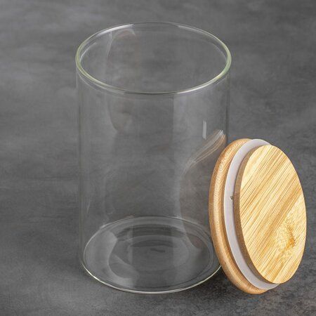 Стеклянная банка с бамбуковой крышкой 1 л, 15х10 см