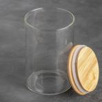 Стеклянная банка с бамбуковой крышкой 1 л, 15х10 см