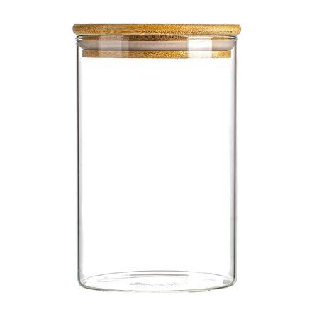 Стеклянная банка с бамбуковой крышкой 1 л, 15х10 см