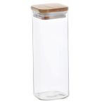 Квадратная стеклянная банка с бамбуковой крышкой 500 мл, 18,5 х 6 см