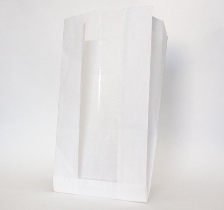 Пакет бумажный с плоским дном 140(60)*60*250 мм, ОДП белая 40гр.