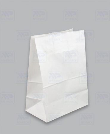 Пакет бумажный с прямоугольным дном 180*120*290 мм, Крафт белый